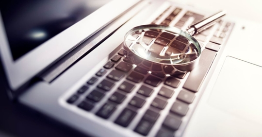 Magnifying glass on computer